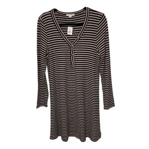 American Eagle Outfitters Striped Ribbed Henley Long‎ Sleeve Dress XL New